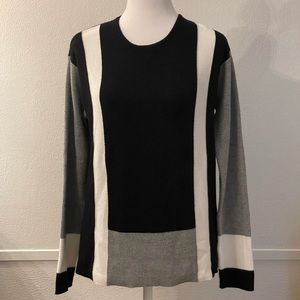 Black, Grey, and White Sweater with Scoop neckline